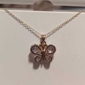 Delicate Gold Butterfly Pendant Necklace